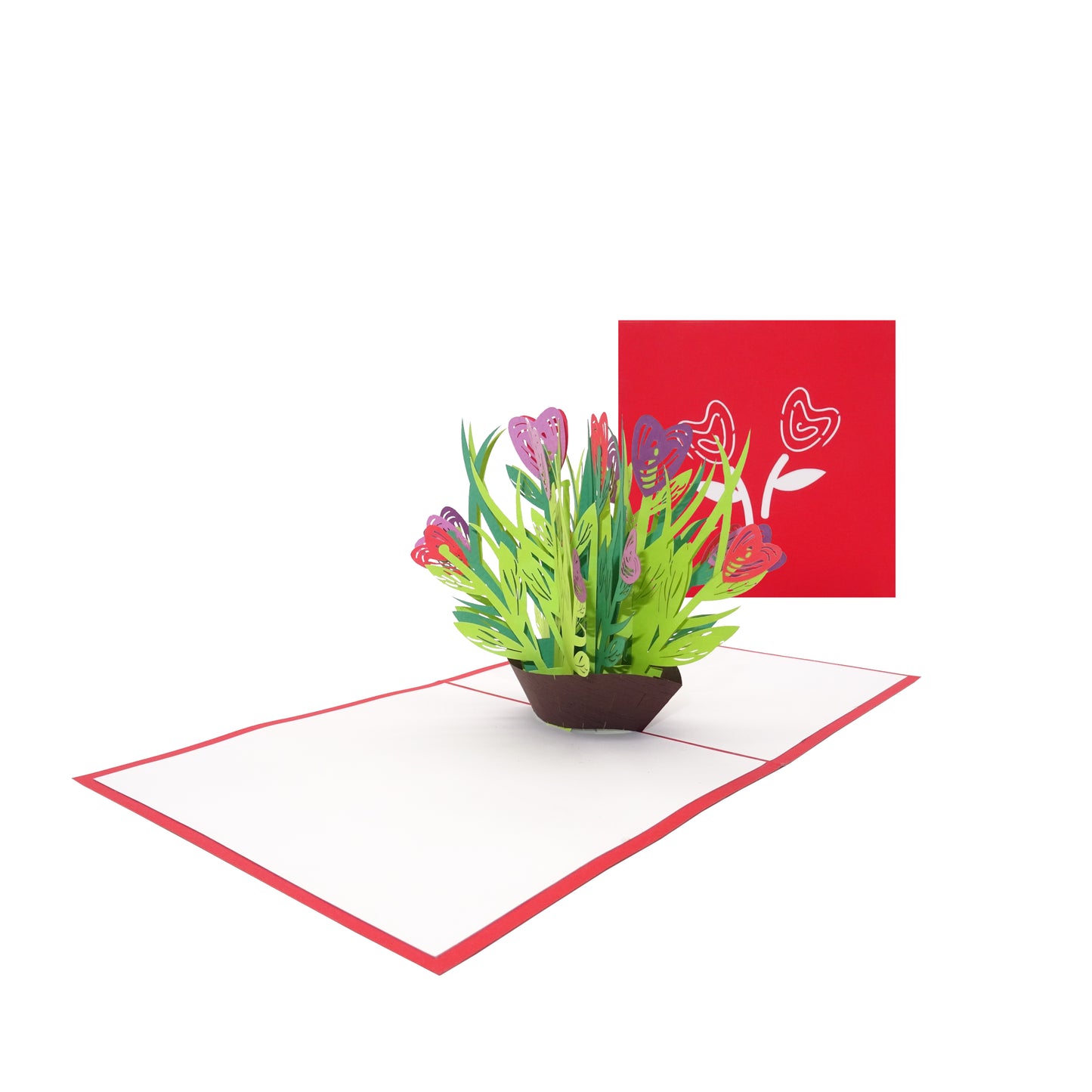 Pop Up Karte "Bunte Blumen" - 3D Geburtstagskarte & Valentinskarte
