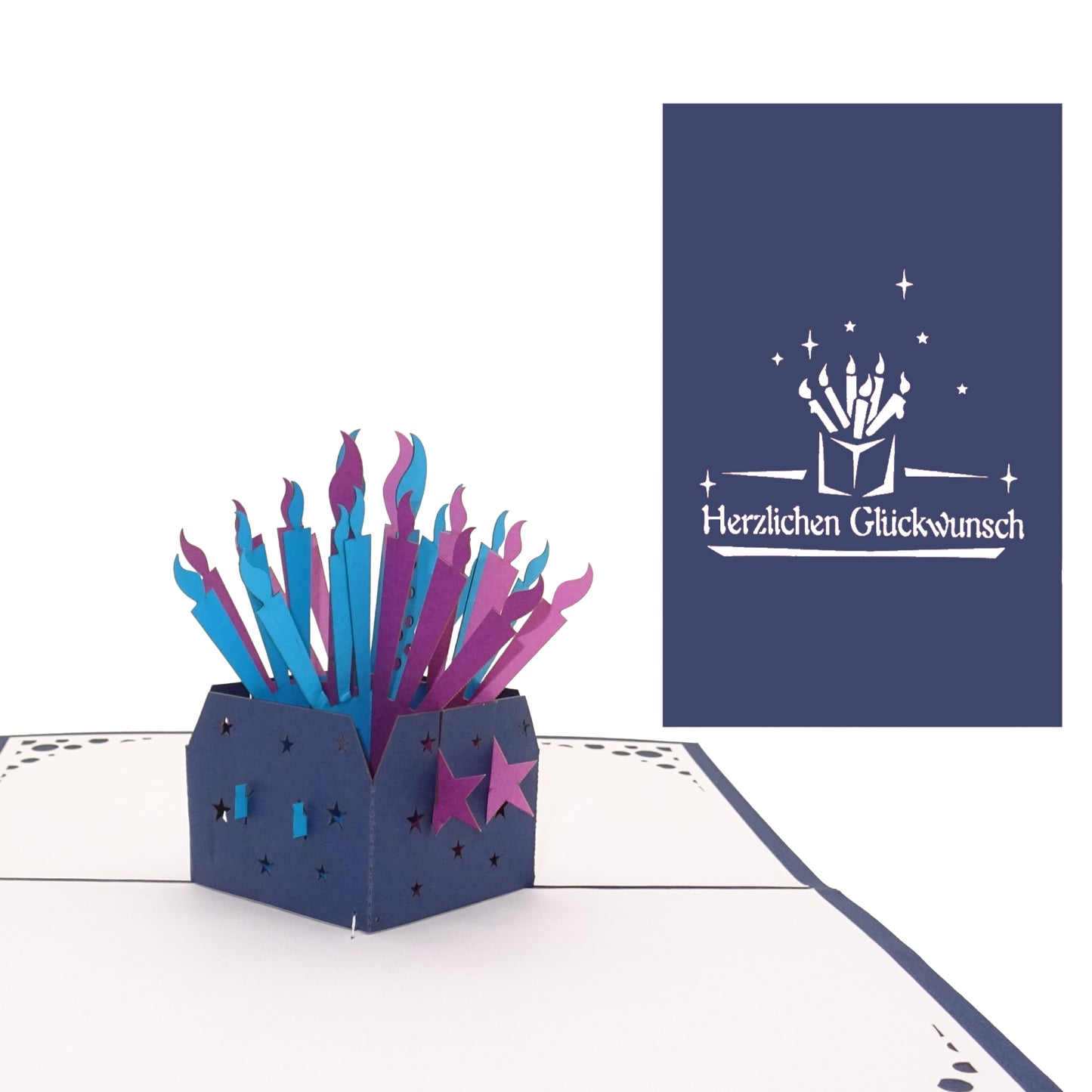 Pop-Up Geburtstagskarte "Geburtstagskerzen" - 3D Glückwunschkarte