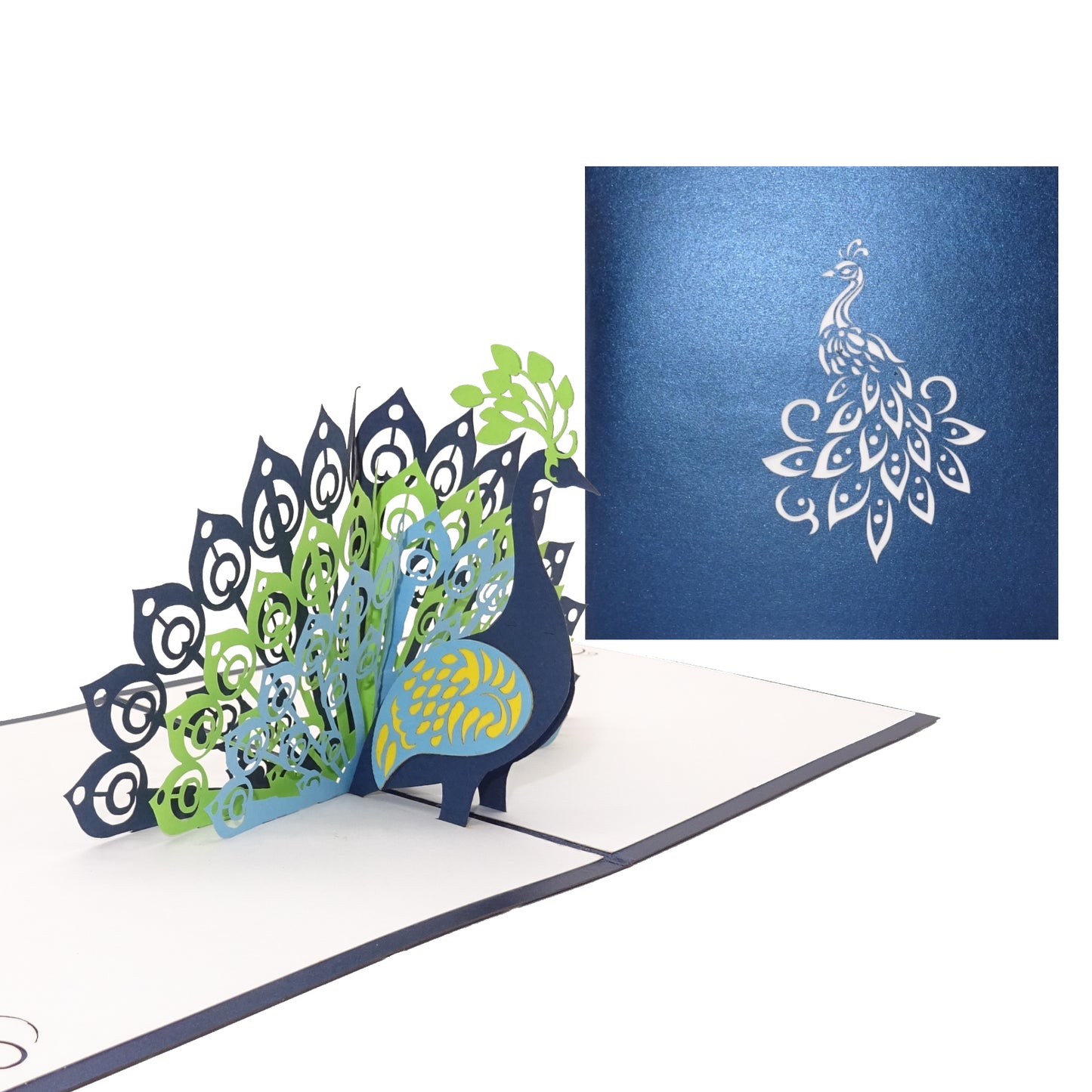 Pop Up Karte "Pfau – Pfauenfeder“ 3D Geburtstagskarte, Einladung, Hochzeitskarte