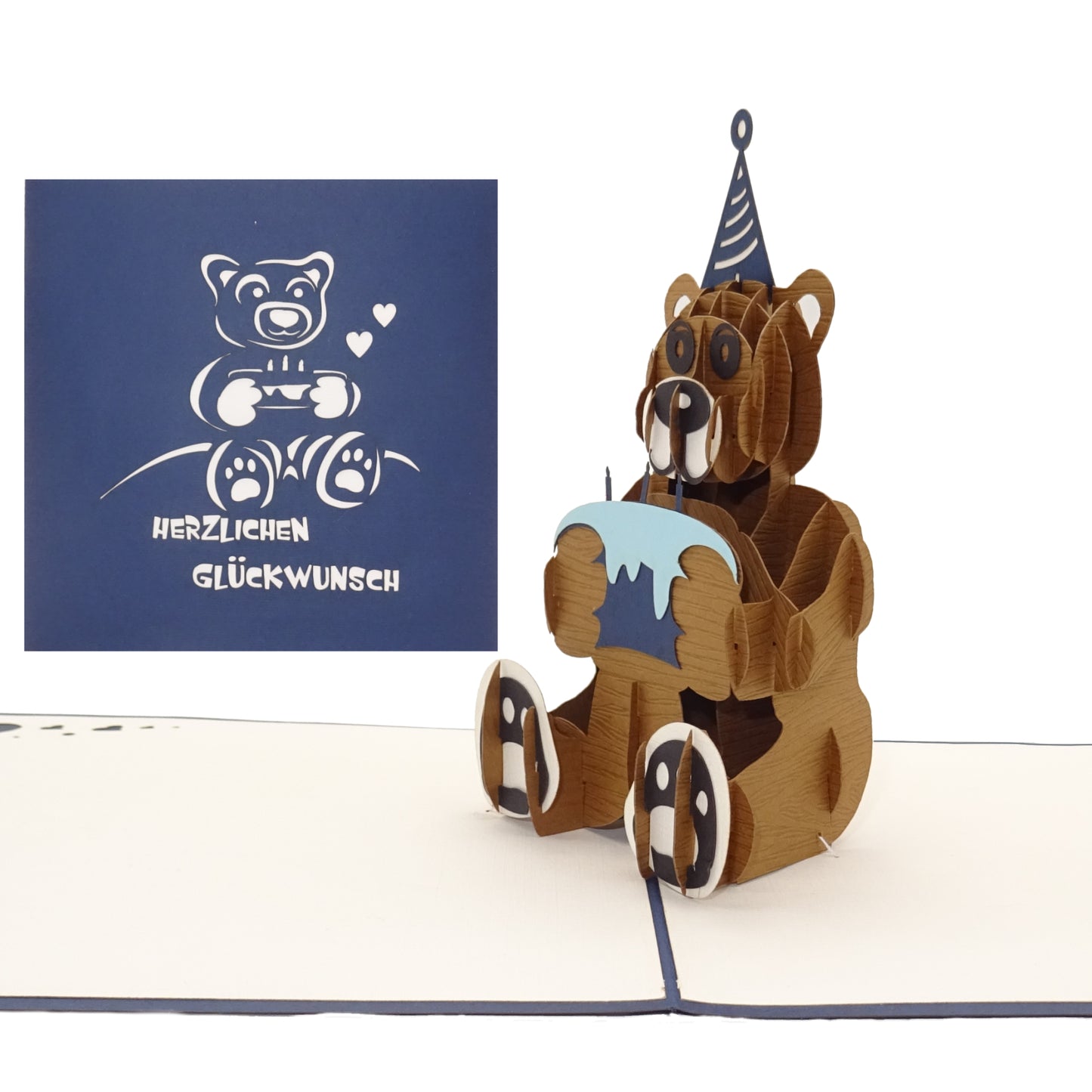Pop Up Karte "Teddybär" - Geburtstagskarte für Kinder - 3D Glückwunschkarte