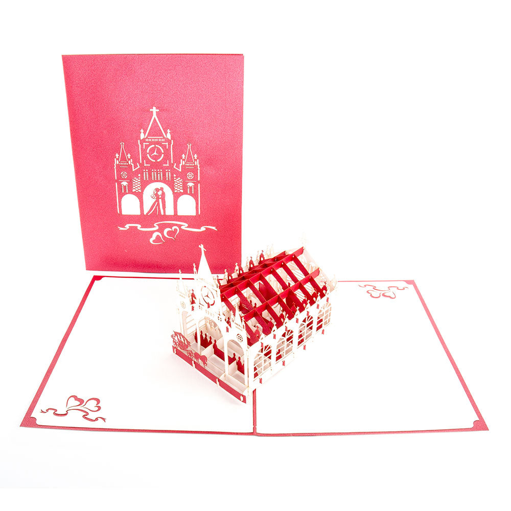 3D Hochzeitskarte "Kirchliche Trauung“ Pop Up Karte mit Umschlag zur Hochzeit
