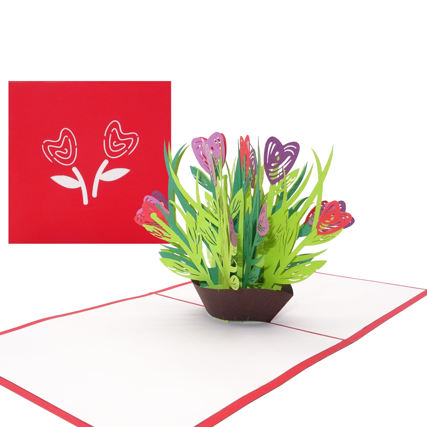 Pop Up Karte "Bunte Blumen" - 3D Geburtstagskarte & Valentinskarte