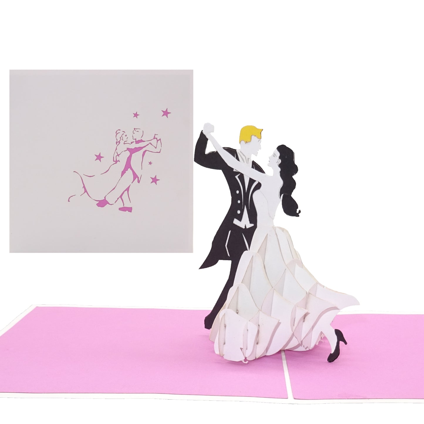 Pop Up Karte "Tanzpaar - Brautpaar" 3D Hochzeitskarte, Einladung Tanzen Tanzkurs