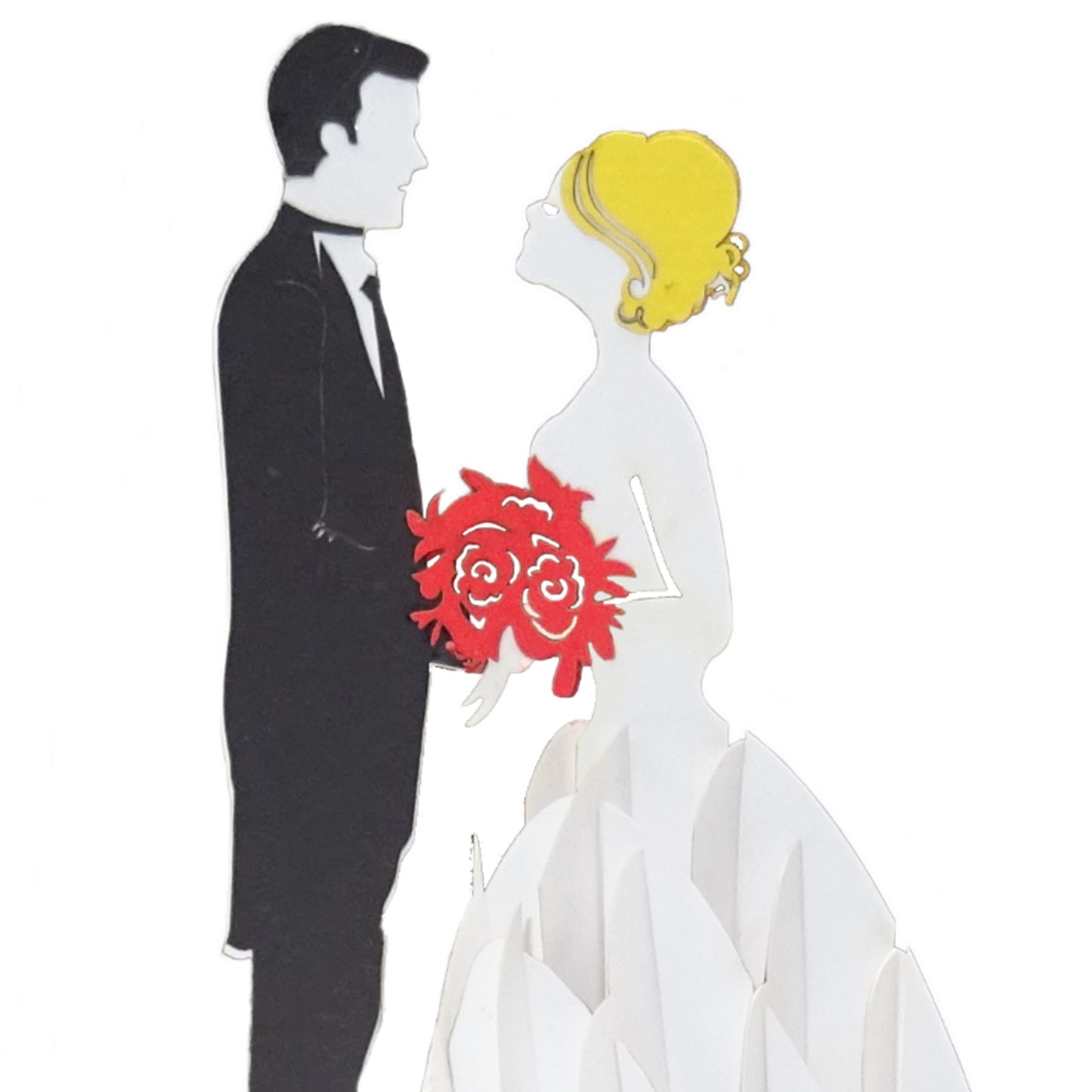 3D Hochzeitskarte - Pop Up Karte Hochzeit - Einladungskarte mit Umschlag