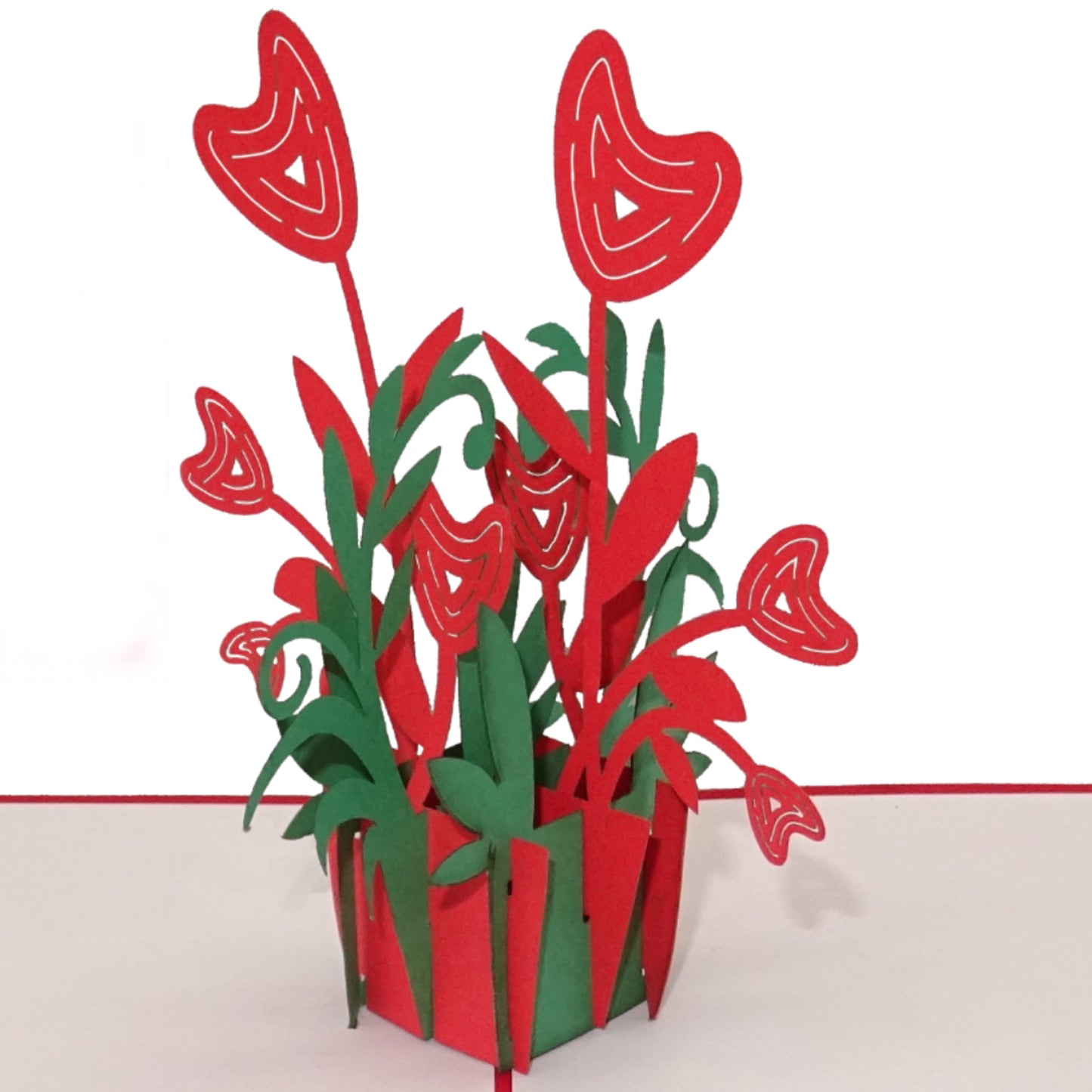 Pop Up Karte "Herzblüten" - kleine 3D Geburtstagskarte & Valentinstagskarte