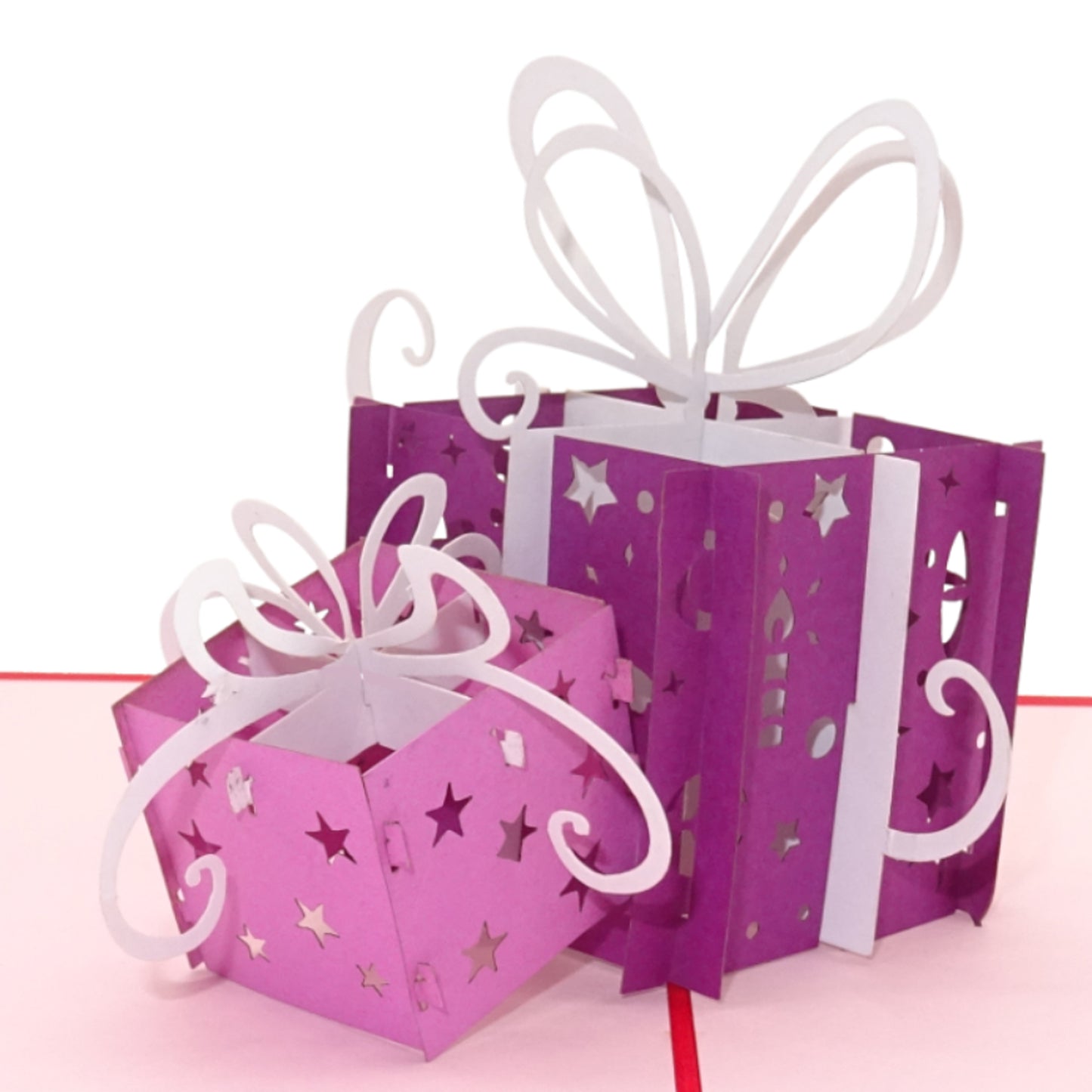 Pop Up Karte "Geschenke - Violett & Pink" 3D Geburtstagskarte & Glückwunschkarte