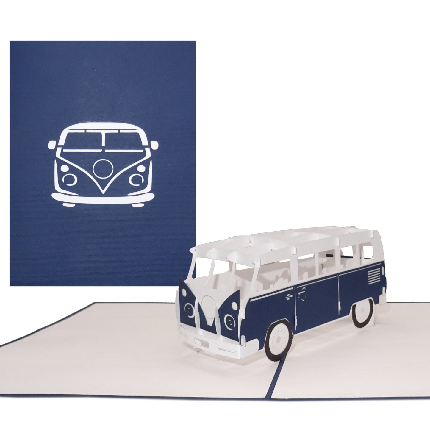 Pop Up Karte "Minibus Blau“ 3D Geburtstagskarte, Glückwunschkarte & Einladung