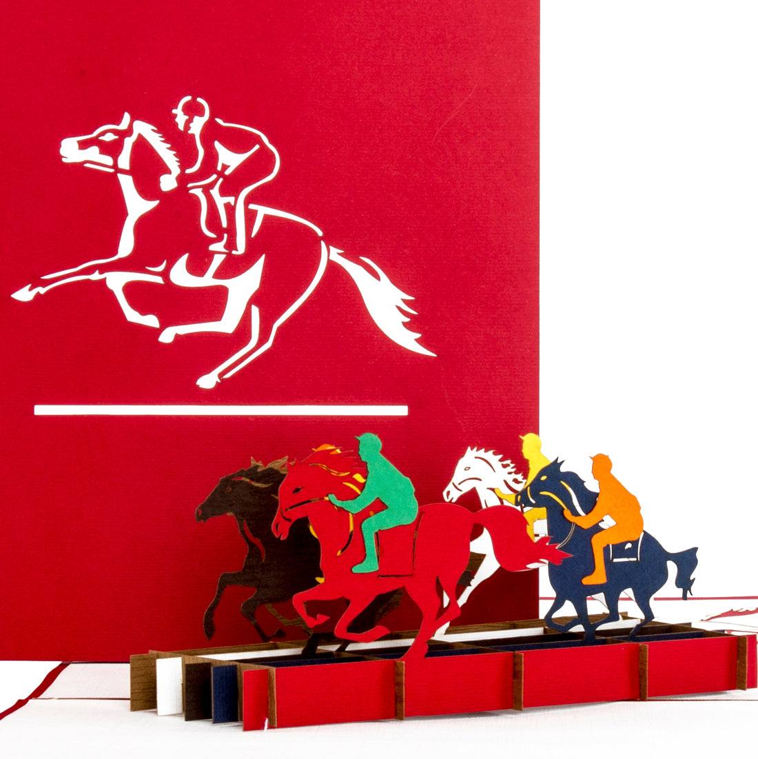 Pop Up Karte "Pferde & Reiten" Geburtstagskarte, Einladung Pferderennen