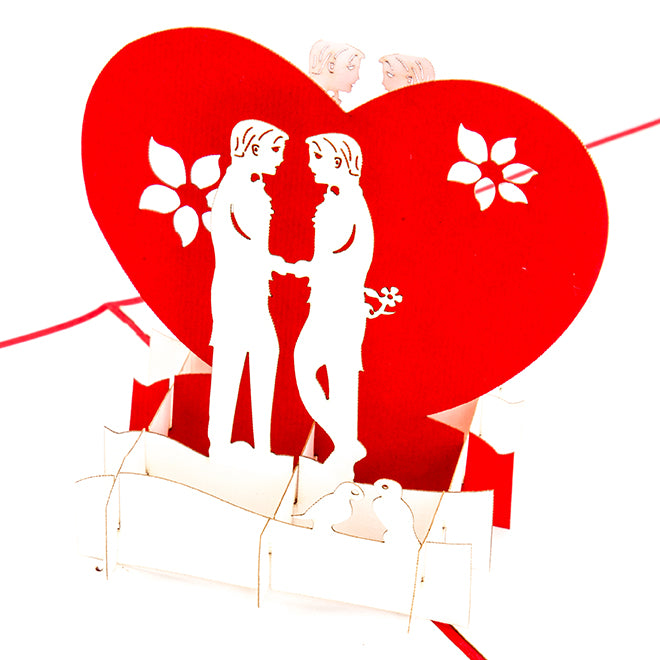 Pop Up Karte "Boys in Love" - Gay Valentin, Valentingskarte, Liebesgruß