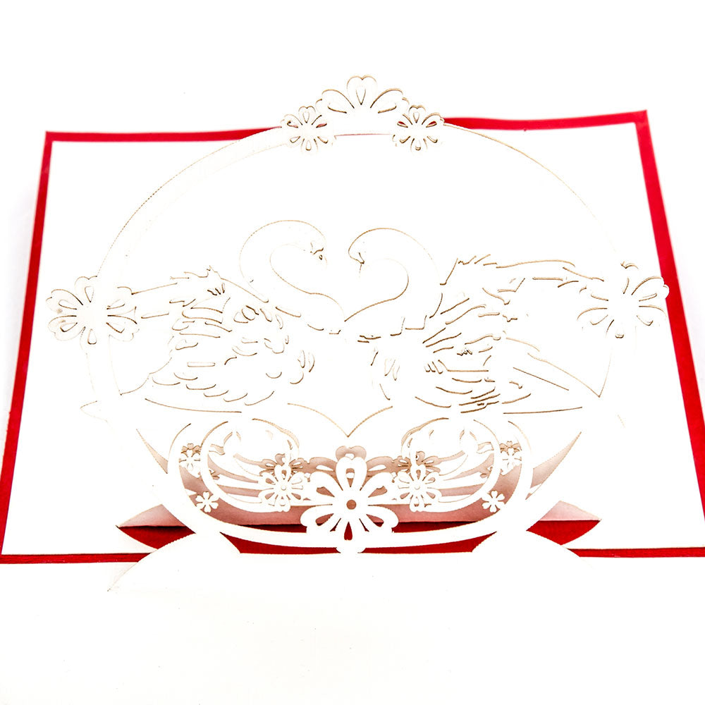 Pop Up Karte Hochzeit "Weiße Schwäne" 3D Hochzeitskarte & Geschenkidee