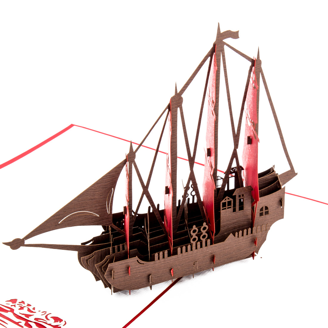 Maritime Pop Up Karte "Schiff - Viermaster" - Glückwunschkarte mit Umschlag
