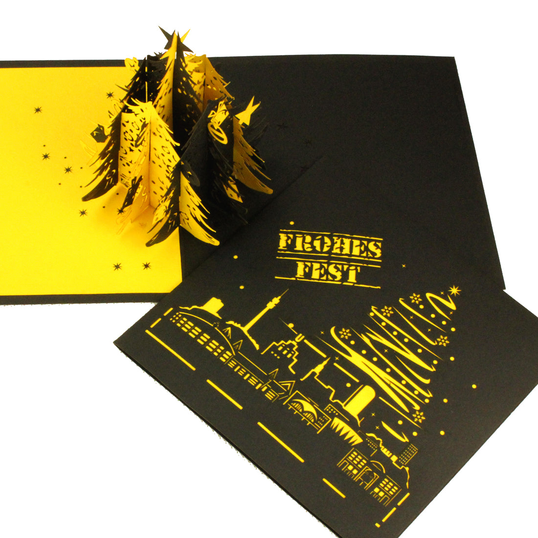 Pop-Up Weihnachtskarte "Dortmund - Weihnachten in schwarz-gelb" für Fussballfans von z.B. Dortmund