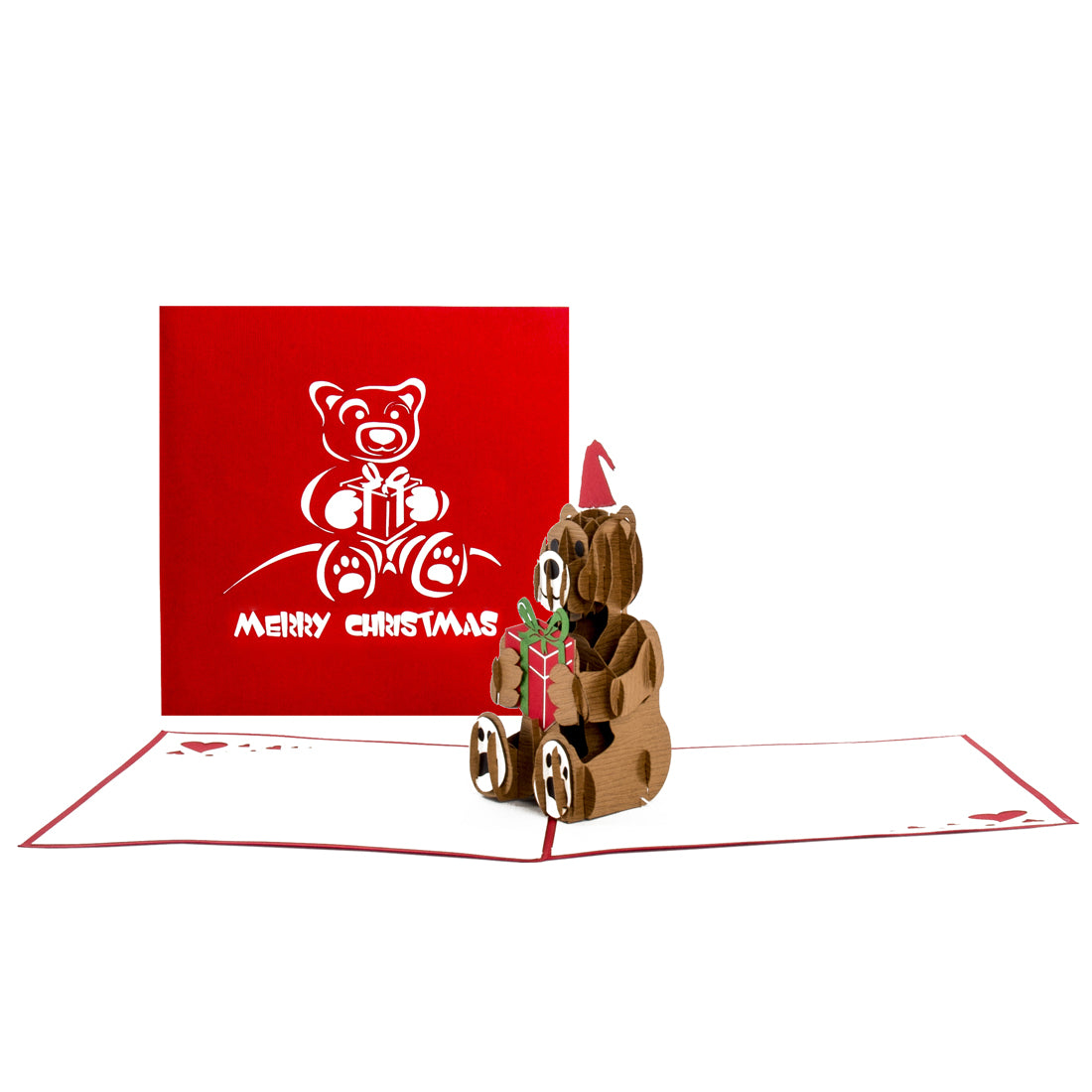 Pop Up Weihnachtskarte "Teddybär" - Weihnachtskarte mit Umschlag für Kinder