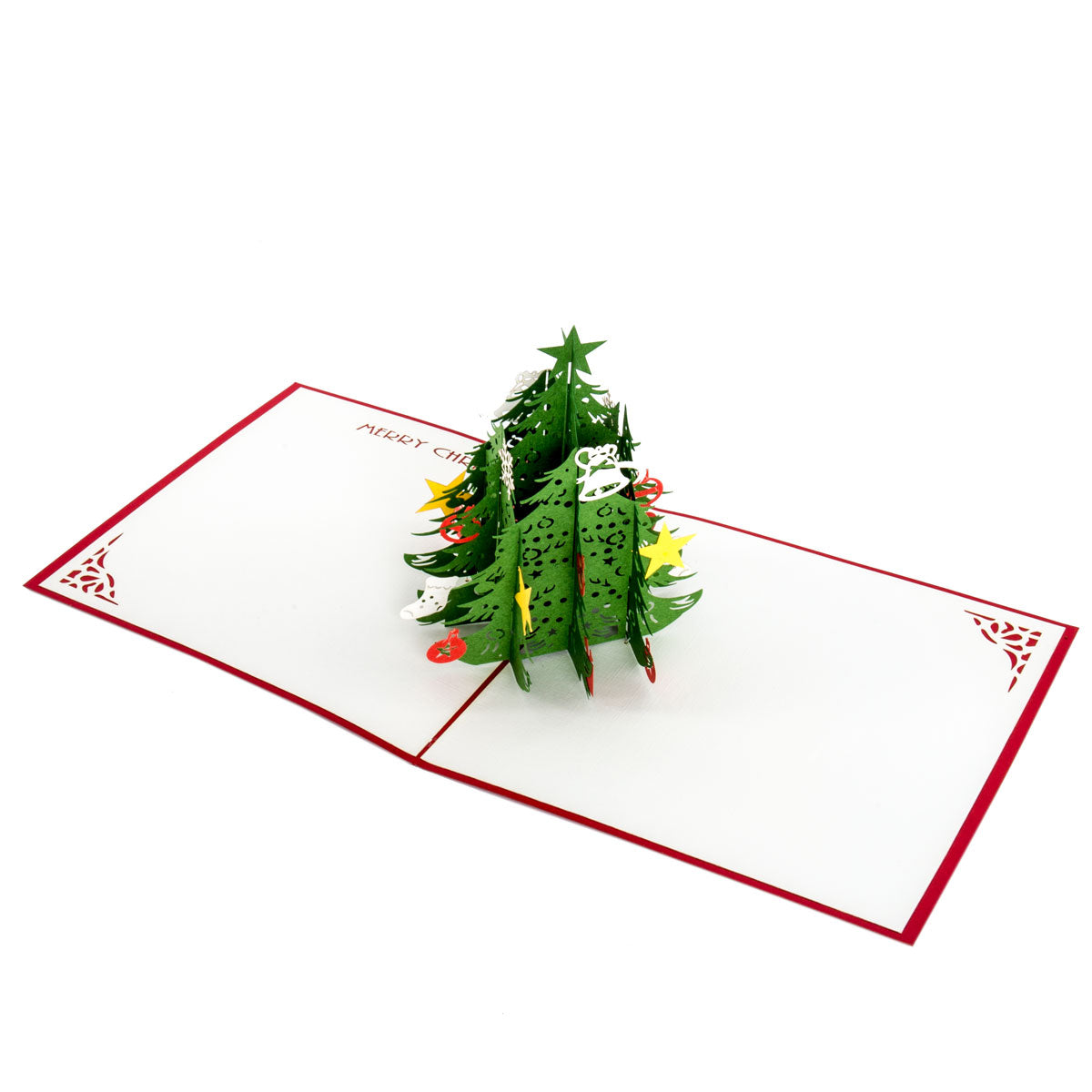 Pop Up Karte "Weihnachtsbaum" - englische Weihnachtskarte mit Umschlag