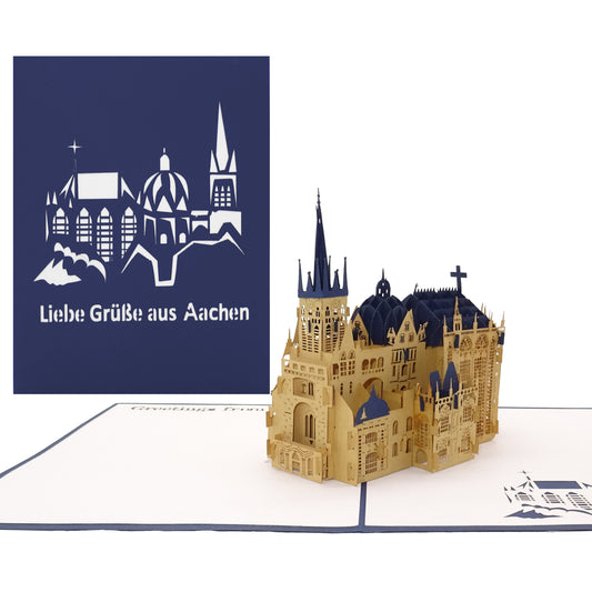 Pop Up Karte "Liebe Grüße aus Aachen - Aachener Dom" Einladung & Souvenir