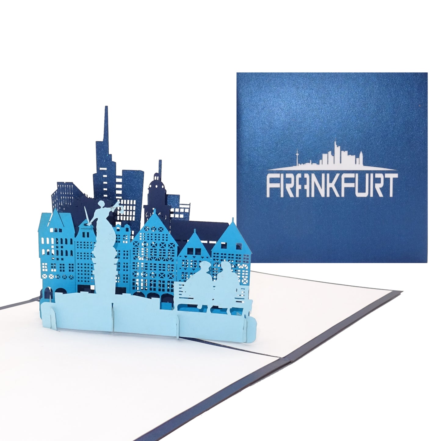 Pop-Up Karte "Frankfurt am Main" - Glückwunschkarte mit Umschlag, Reisegutschein