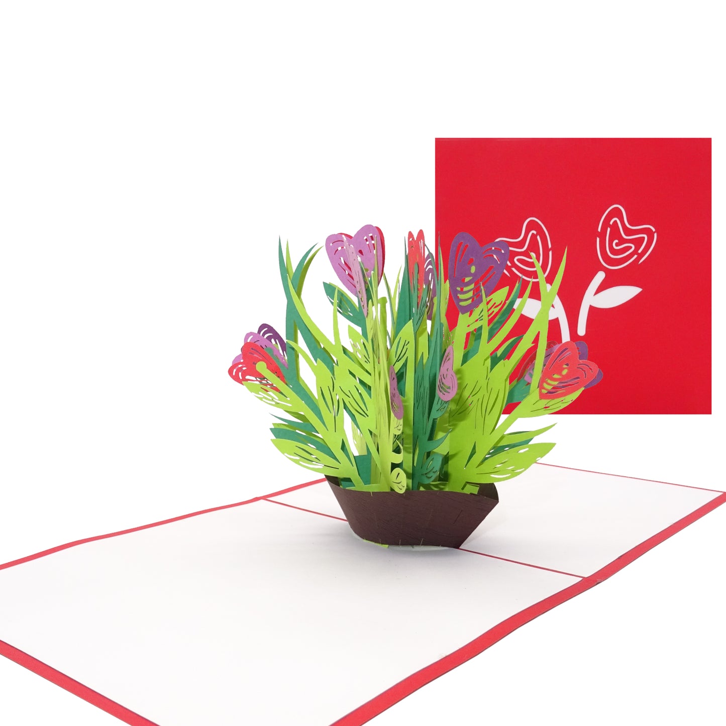 Pop Up Karte "Bunte Blumen" - 3D Geburtstagskarte & Valentinskarte