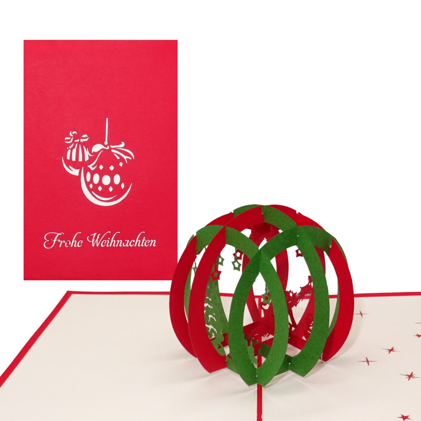 3D Weihnachtskarte "Weihnachtskugel" - filigrane Pop Up Karte zu Weihnachten