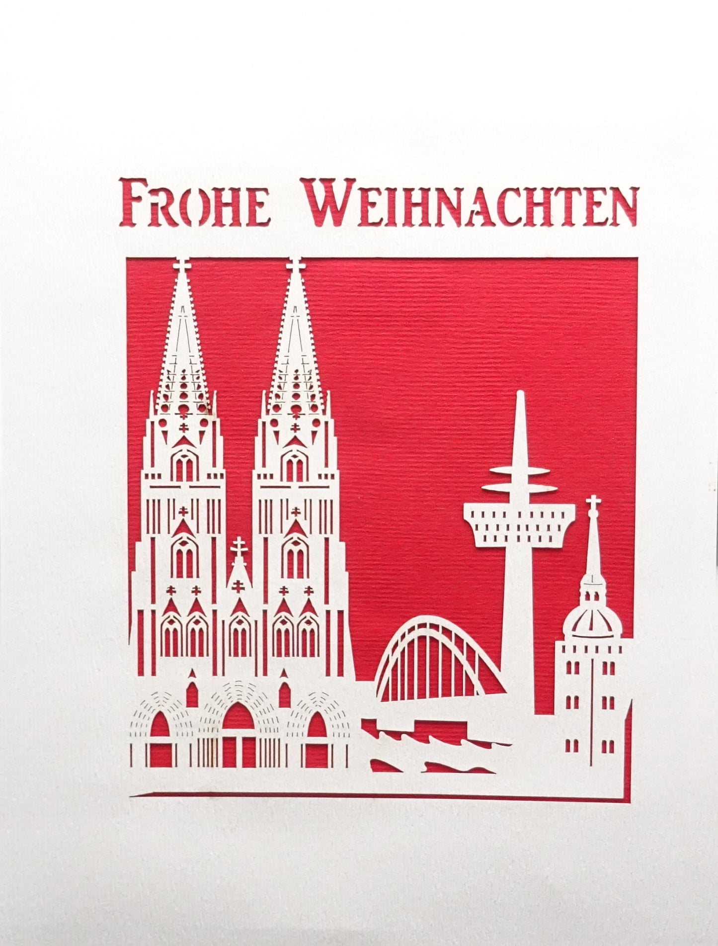 3D Karte "Köln Panorama - Frohe Weihnachten" - Weihnachtskarte mit Umschlag
