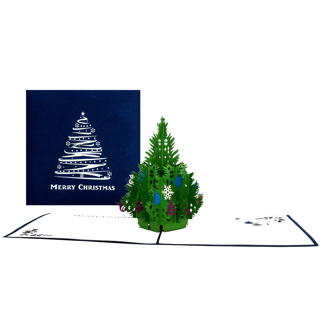 Pop Up Karte "Tannenbaum" - Weihnachtskarte mit englischem Text und Umschlag