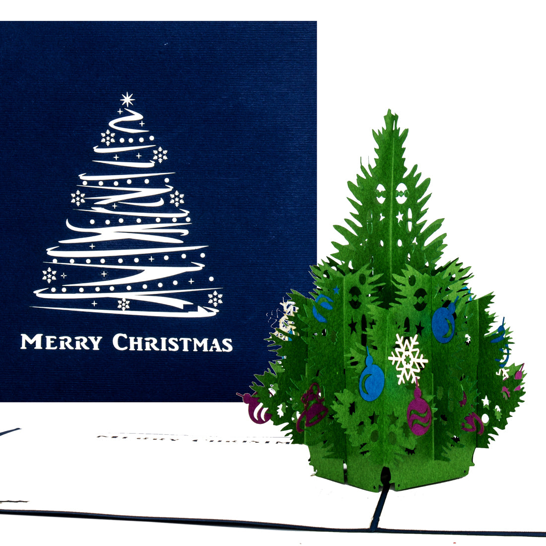 Pop Up Karte "Tannenbaum" - Weihnachtskarte mit englischem Text und Umschlag