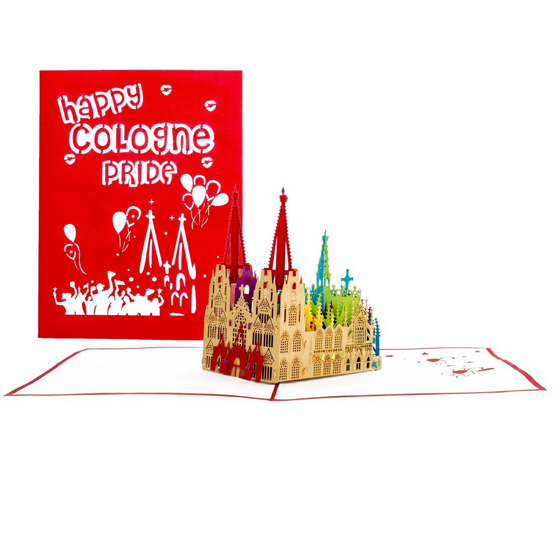 3D Karte "Kölner Dom - Happy Cologne Pride" Grußkarte & Einladung CSD Köln