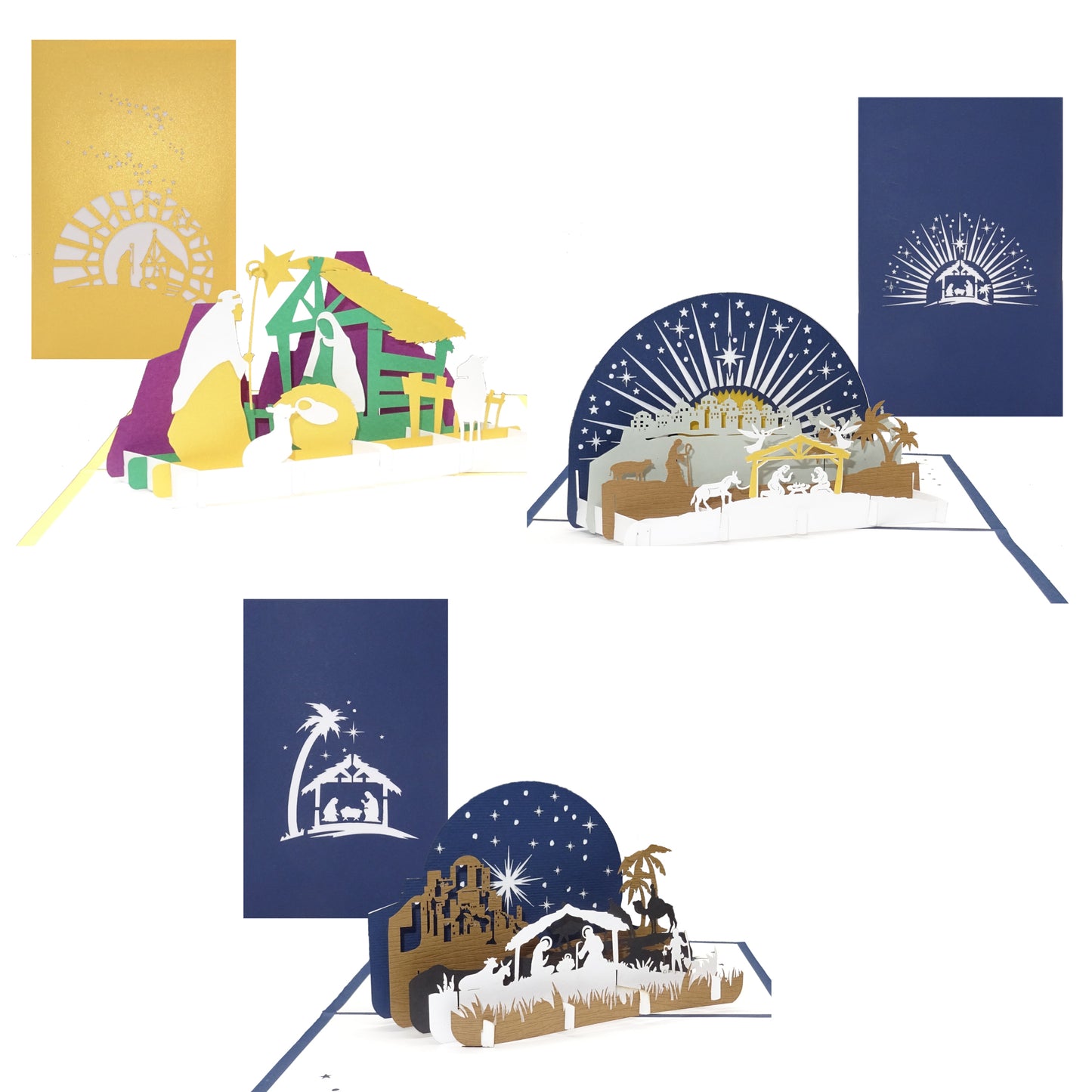 Weihnachtskarten im 3er Set - 3x christliche Karte mit Umschlag