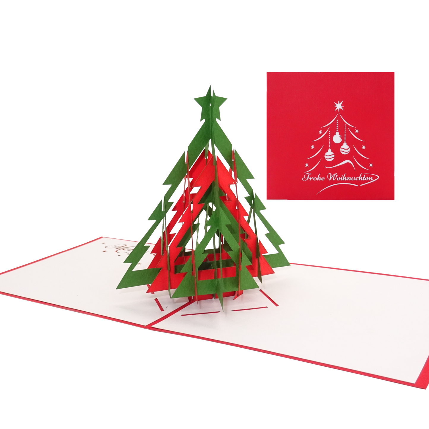 Pop-Up Weihnachtskarten im Set: 3x Weihnachtskarte mit Umschlag