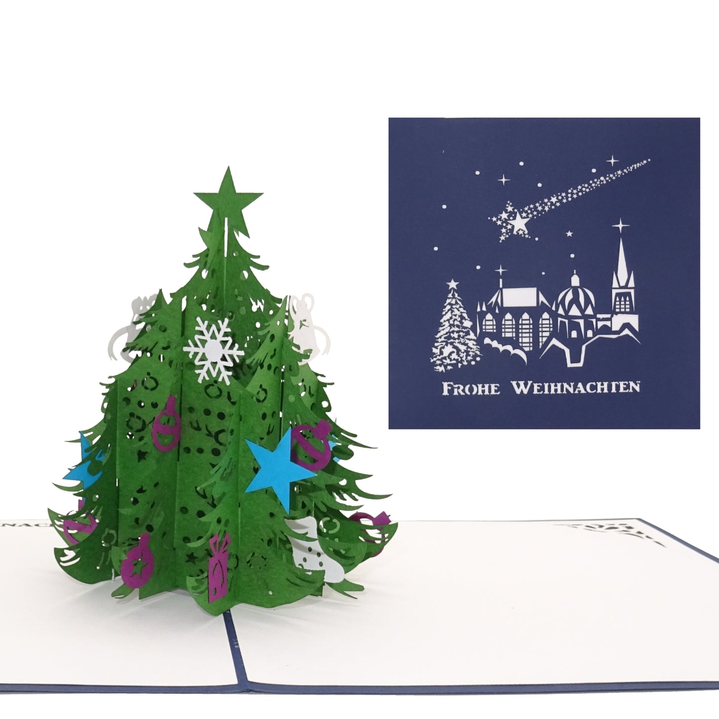 Pop Up Karte "Aachen - Weihnachtsbaum" - Weihnachtskarte mit Text "Frohe Weihnachten"
