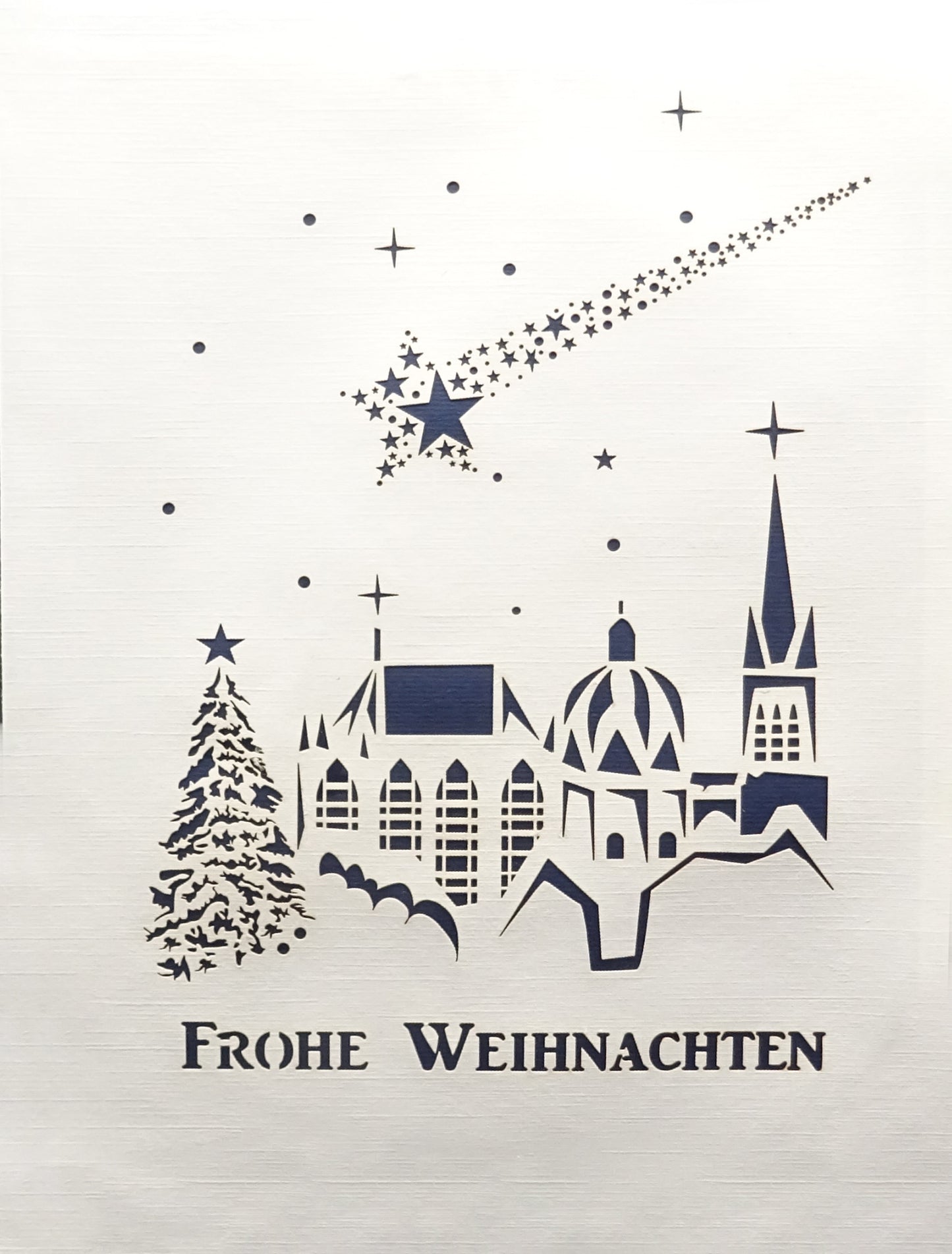 Pop Up Weihnachtskarte "Frohe Weihnachten" mit 3D Modell Aachener Dom