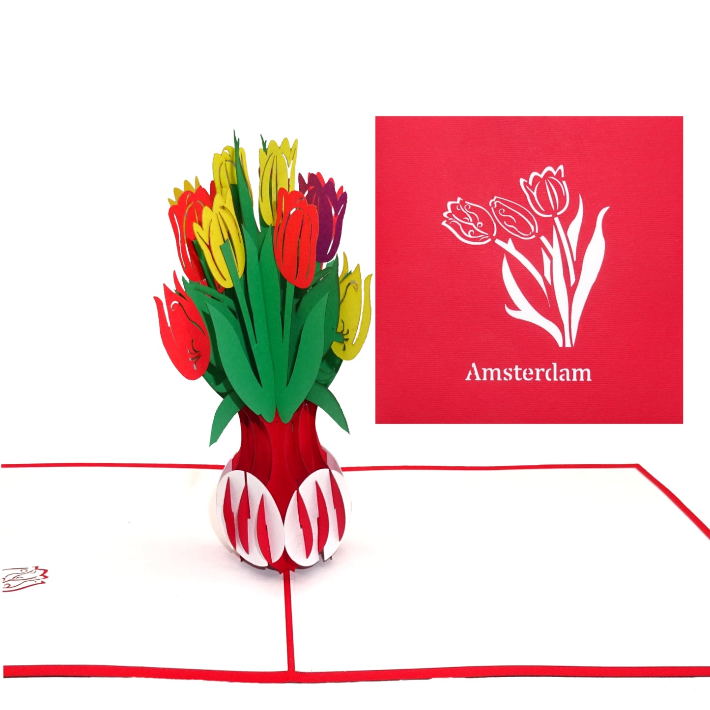 Pop Up 3D Karte "Bunte Tulpen aus Amsterdam" Grußkarte, Geburtstagskarte