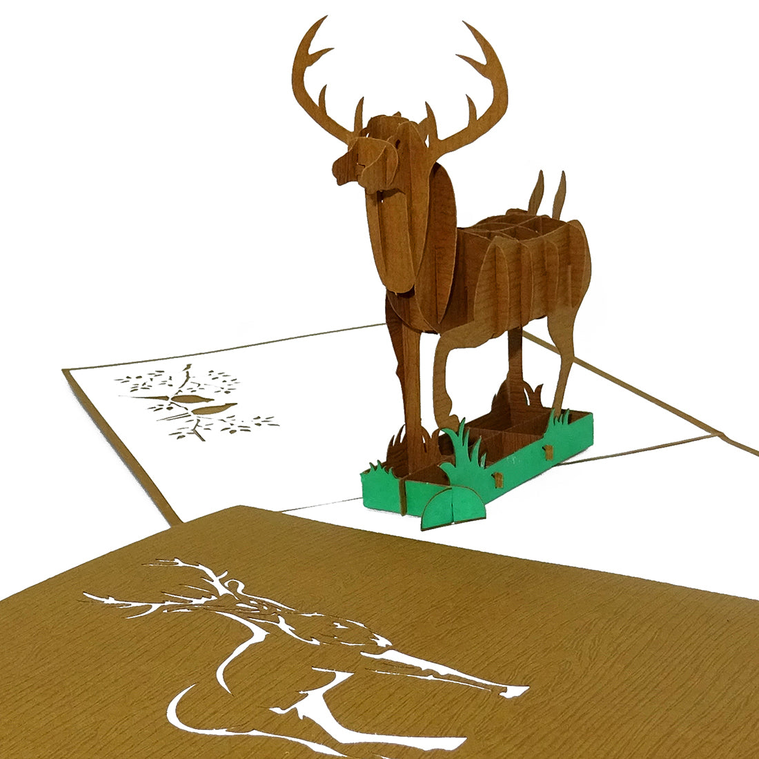 Pop Up Karte „Hirsch - Waidmannsheil“ Geburtstagskarte Jäger & Förster Geschenkidee