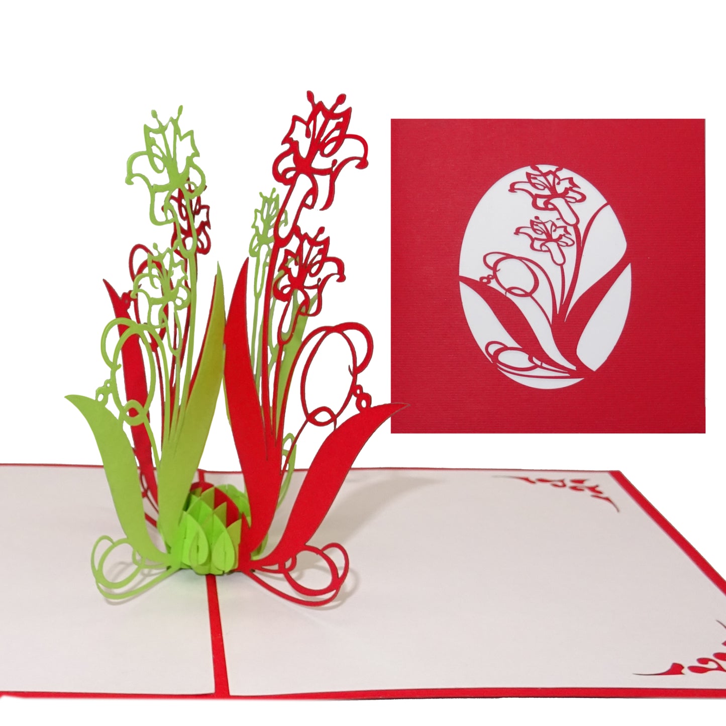 Pop Up Karte "Lilien" - Blumenkarte als Gutschein - 3D Geburtstagskarte