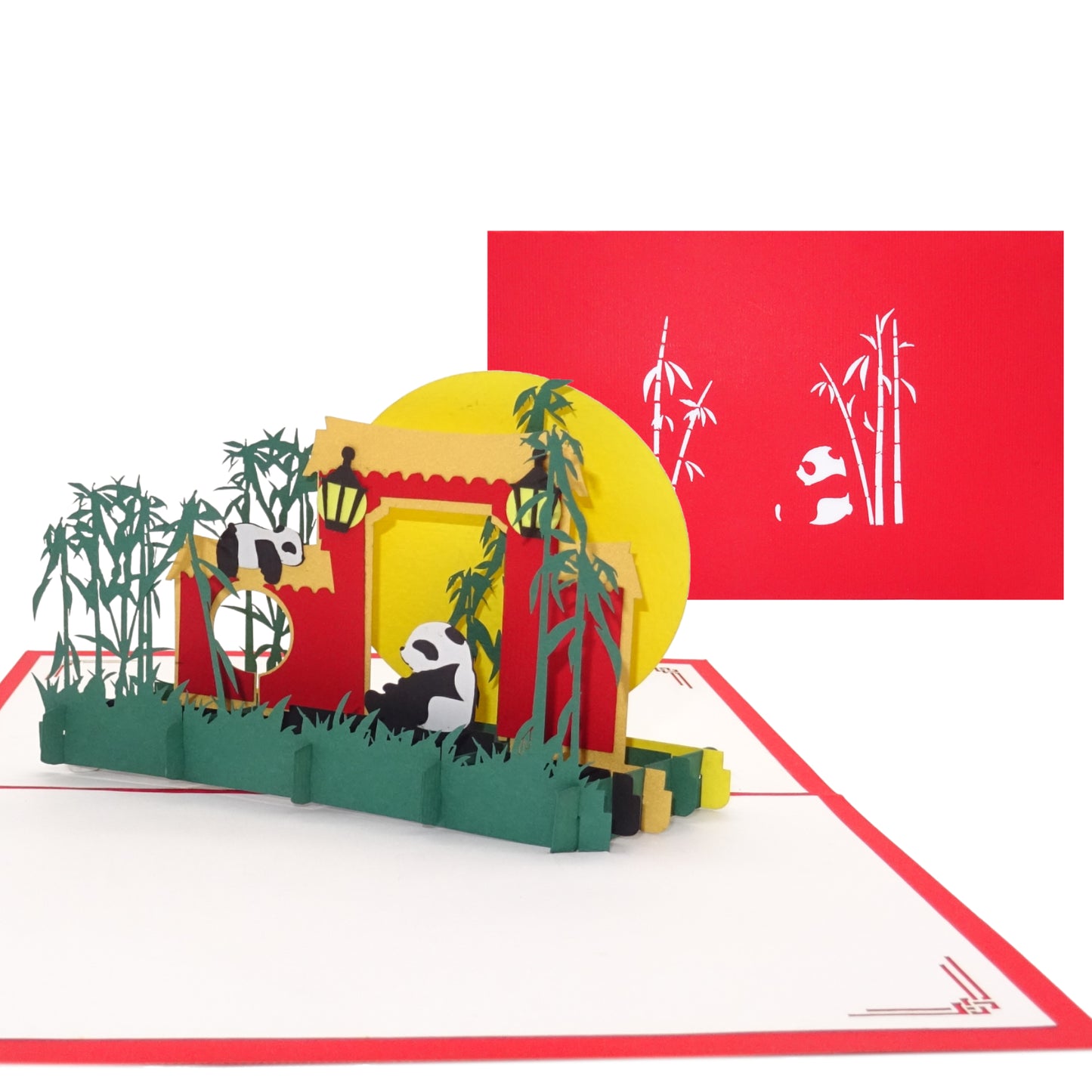 Pop Up Karte „Pandas“ 3D Geburtstagskarte Panda, Einladungskarte & Gutschein Zoo