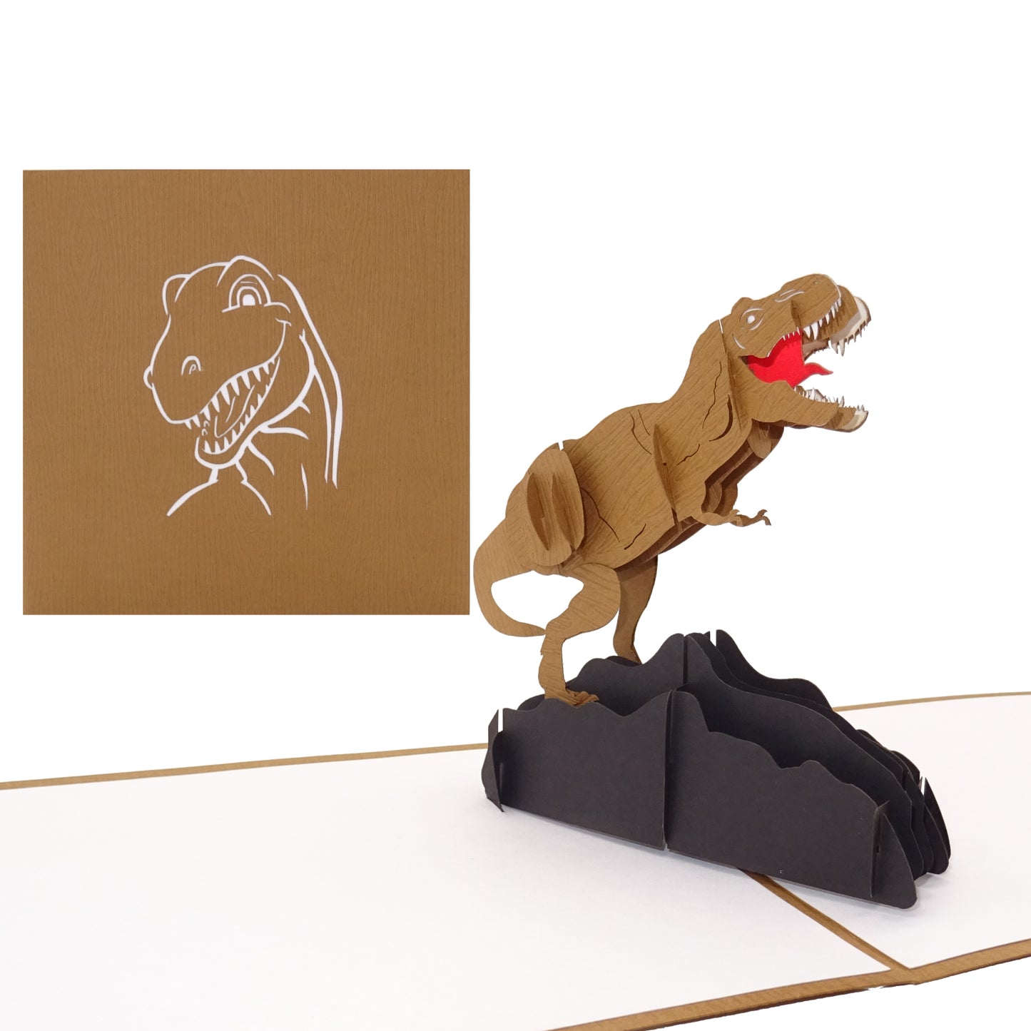 Pop Up Karte "Tyrannosaurus Rex" Dinosaurier T-Rex Geburtstagskarte & Einladungskarte