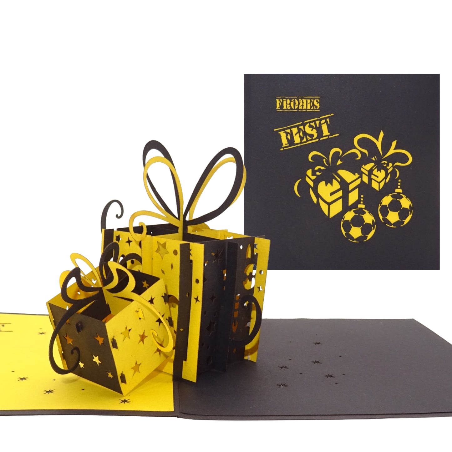 Pop Up Weihnachtskarten im 3er Set: "Dortmund Weihnachten in Schwarz & Gelb"