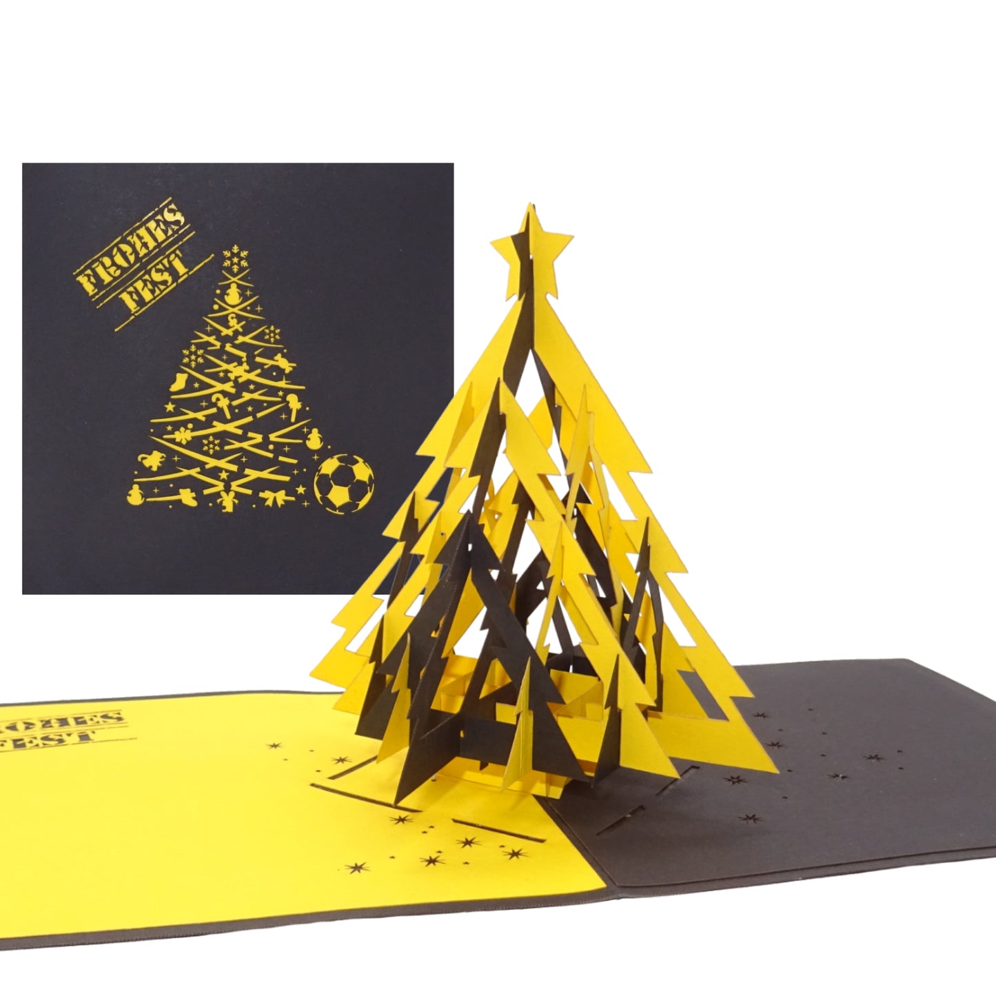 Pop Up Weihnachtskarten im 3er Set: "Dortmund Weihnachten in Schwarz & Gelb"