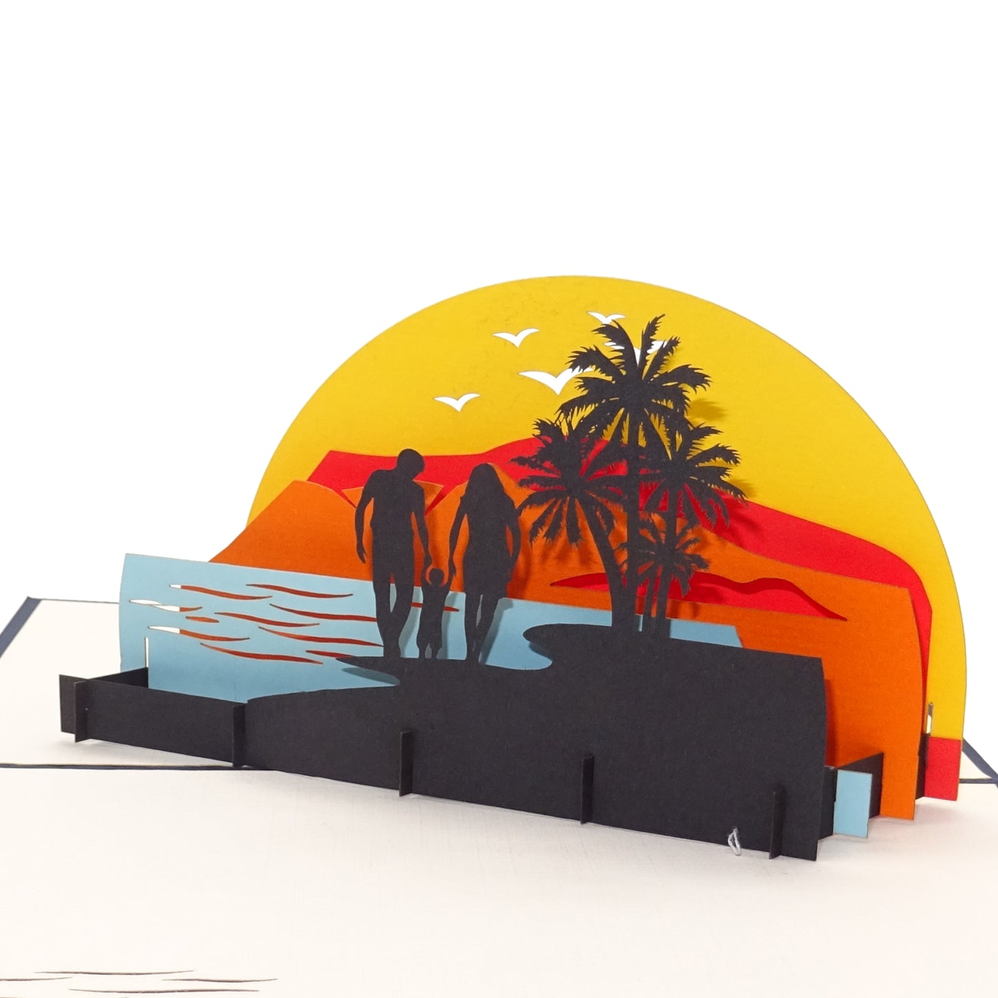 Pop Up Karte "Familienurlaub" - Einladung & Geschenkgutschein Urlaub Reisekasse
