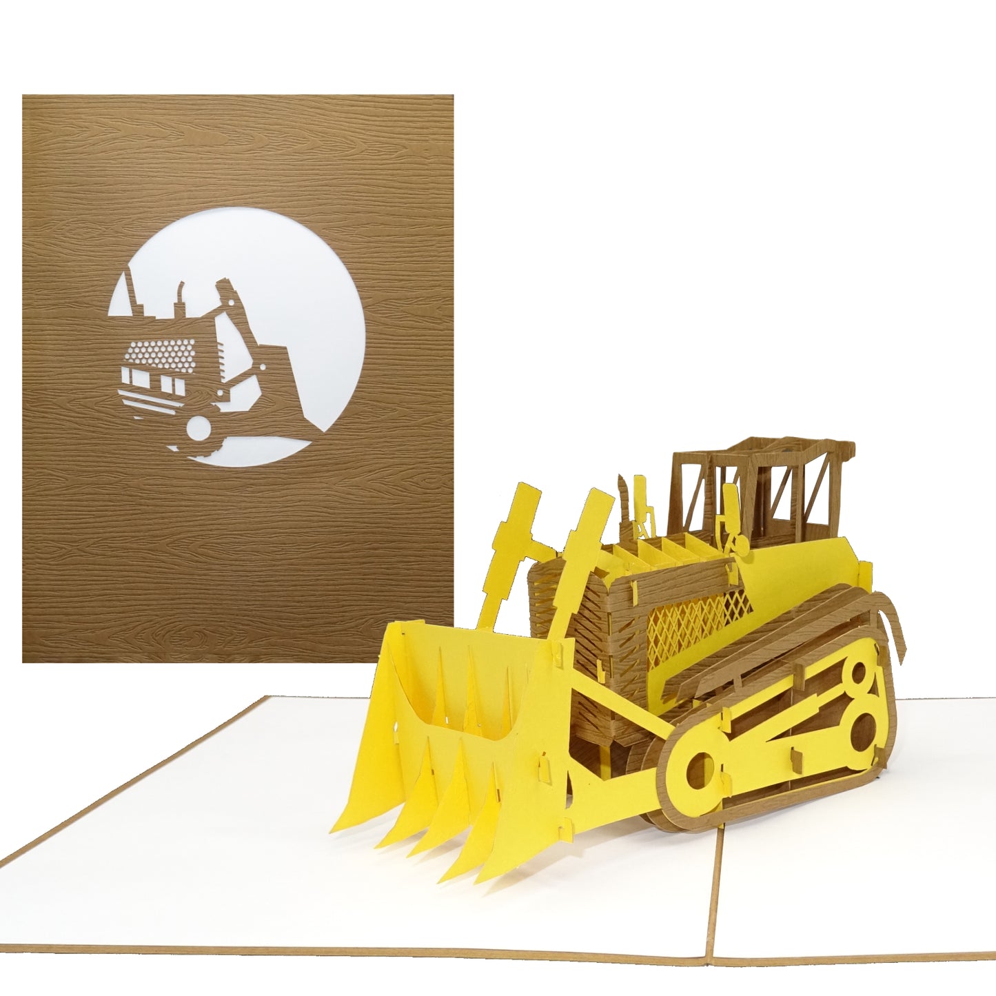 Pop Up Karte "Planierraupe - Bulldozer“ 3D Geburtstagkarte & Geschenkgutschein