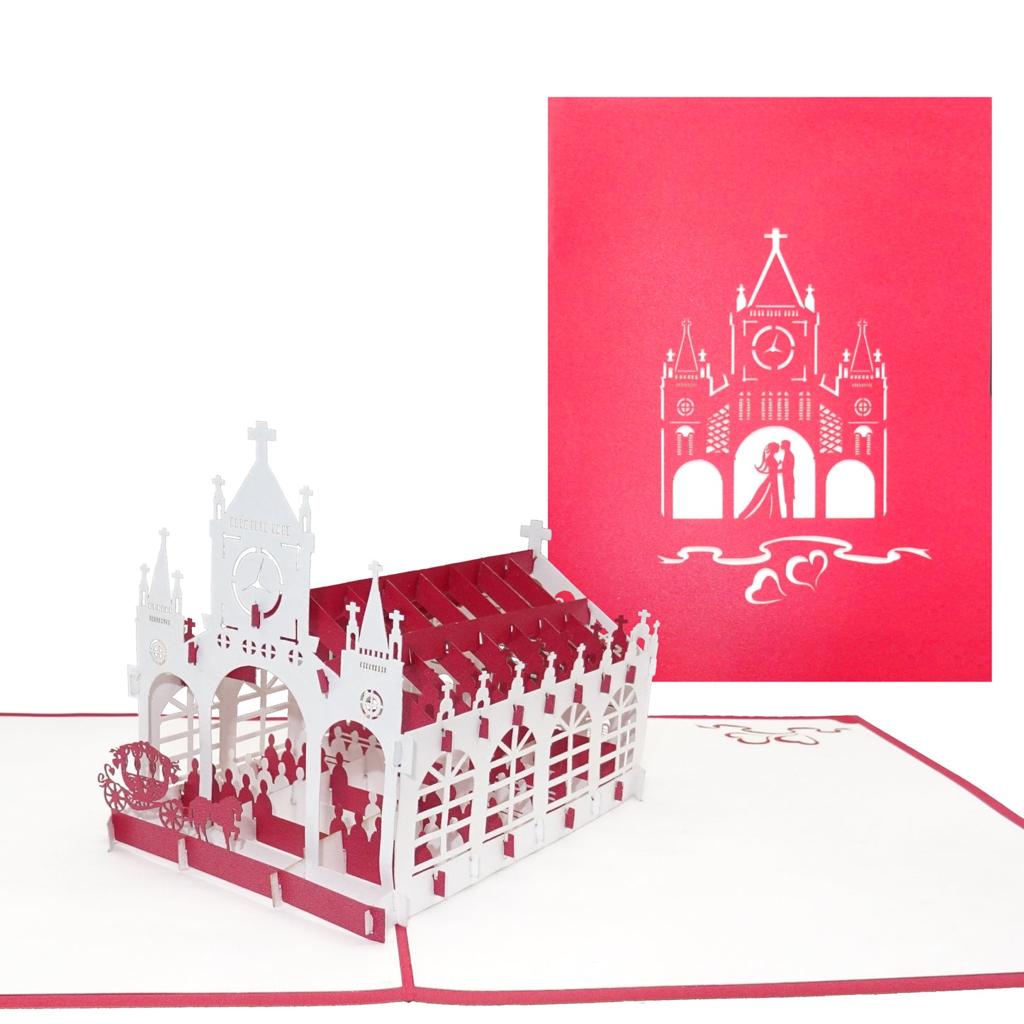 3D Hochzeitskarte "Kirchliche Trauung“ Pop Up Karte mit Umschlag zur Hochzeit