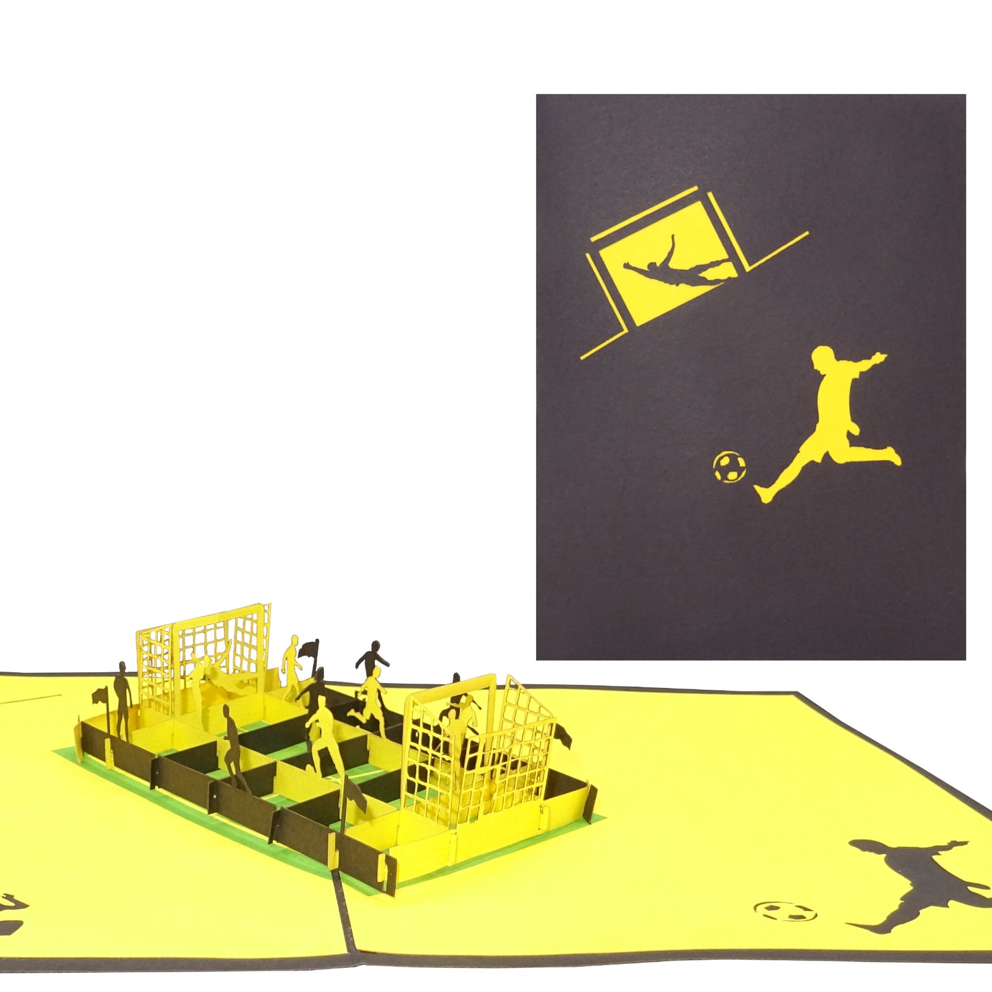 Pop Up Karte "Fußball Schwarz & Gelb" 3D Geburtstagskarte, Fanartikel Dortmund, Aachen