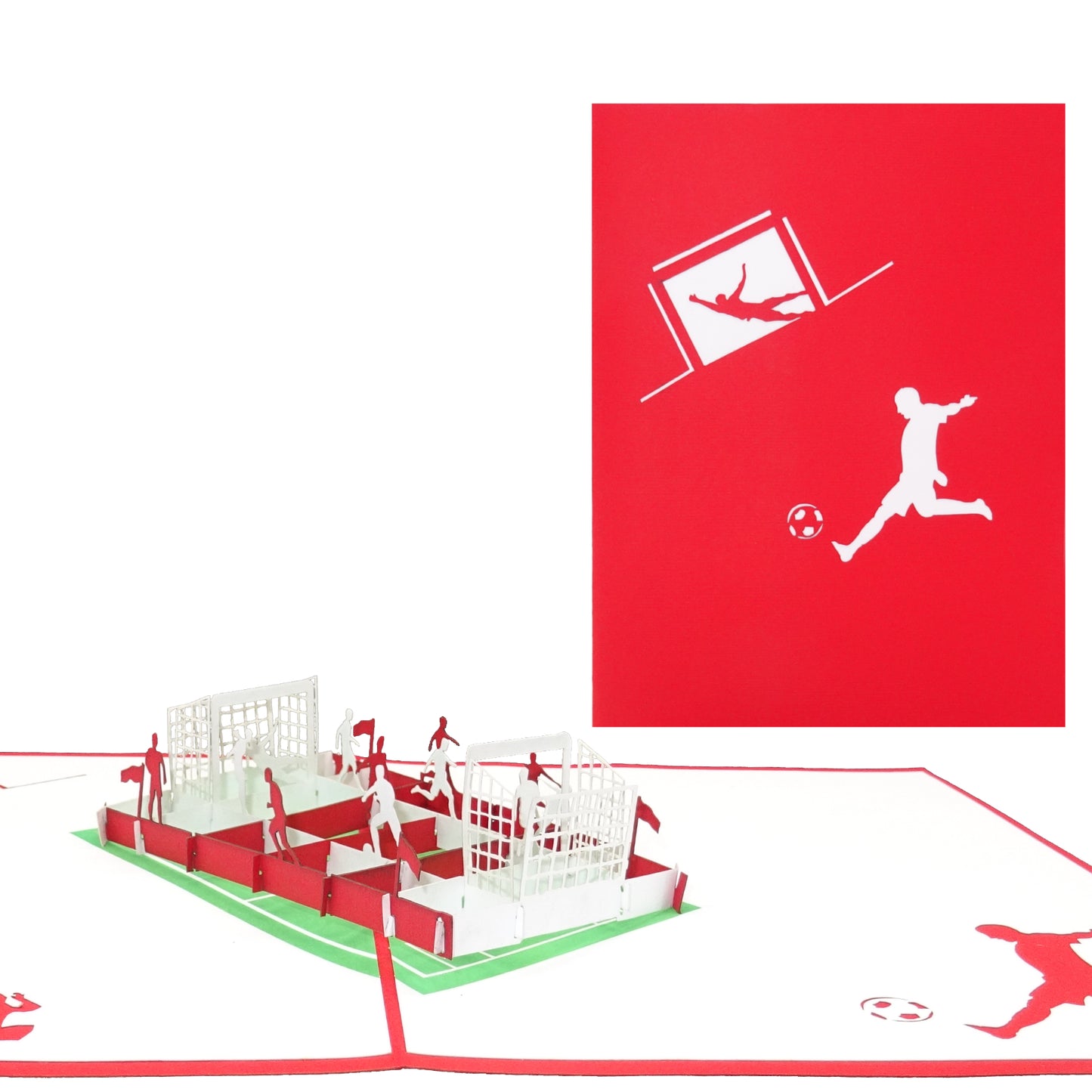 Pop Up Karte "Fußball Rot & Weiß " 3D Geburtstagskarte, Einladung, Fanartikel München, Düsseldorf