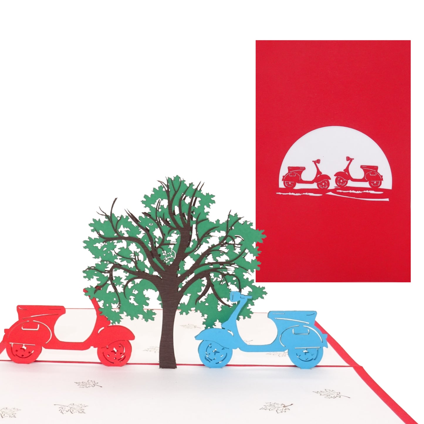 Karte "Motorroller in Love" 3D Geburtstagskarte & Gutschein Roller Führerschein