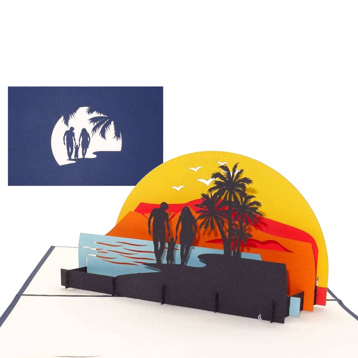 Pop Up Karte "Familienurlaub" - Einladung & Geschenkgutschein Urlaub Reisekasse