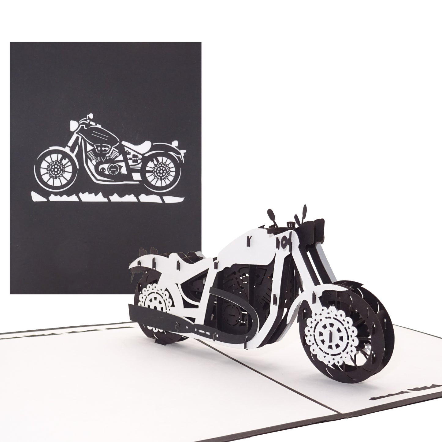 Pop Up Karte "Motorrad" 3D Postkarte - Geburtstagskarte Biker Geschenkidee Route 66