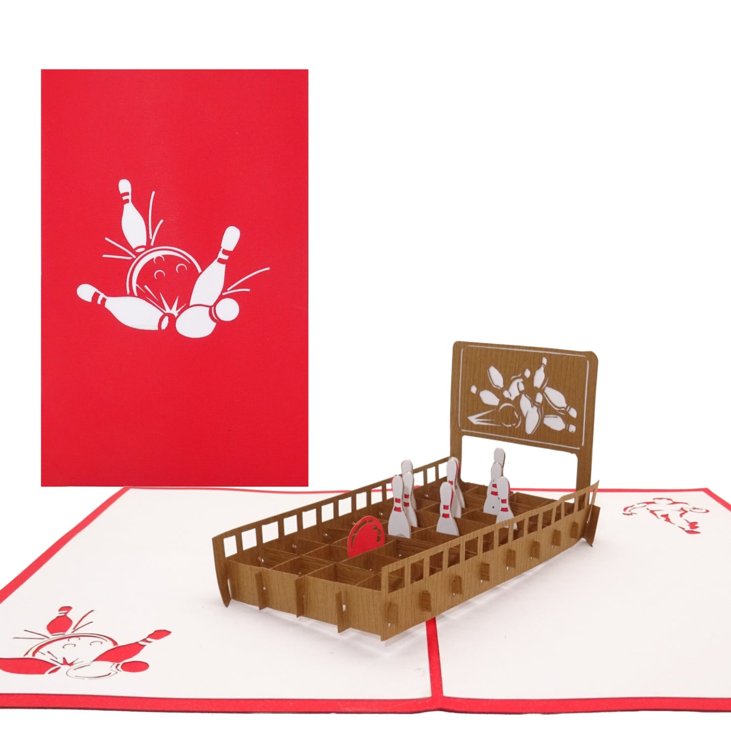 Pop Up Karte "Kegeln" 3D Geburtstagskarte, Einladung & Gutschein Kegelabend