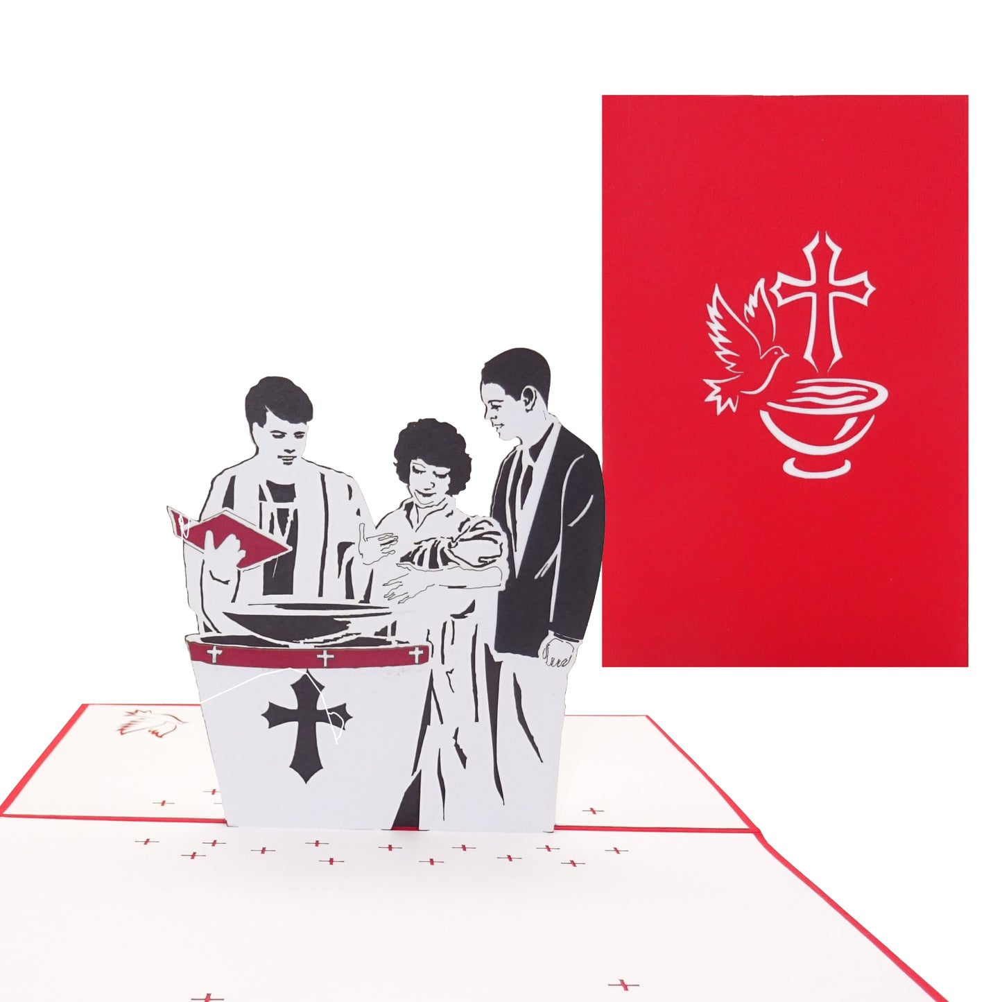 Pop Up Karte zur Taufe - 3D Taufkarte, Einladungskarte & Geschenkgutschein