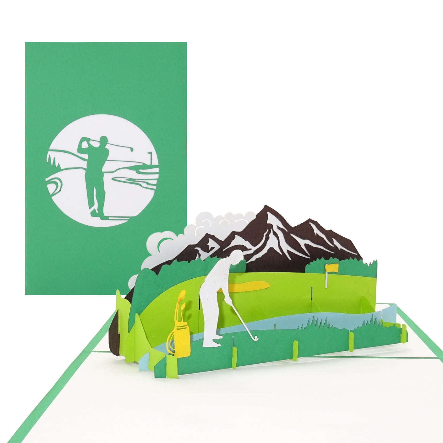 Pop Up Karte "Golf" 3D Geburtstagskarte Golfer, Einladung, Geschenkidee Ruhestand