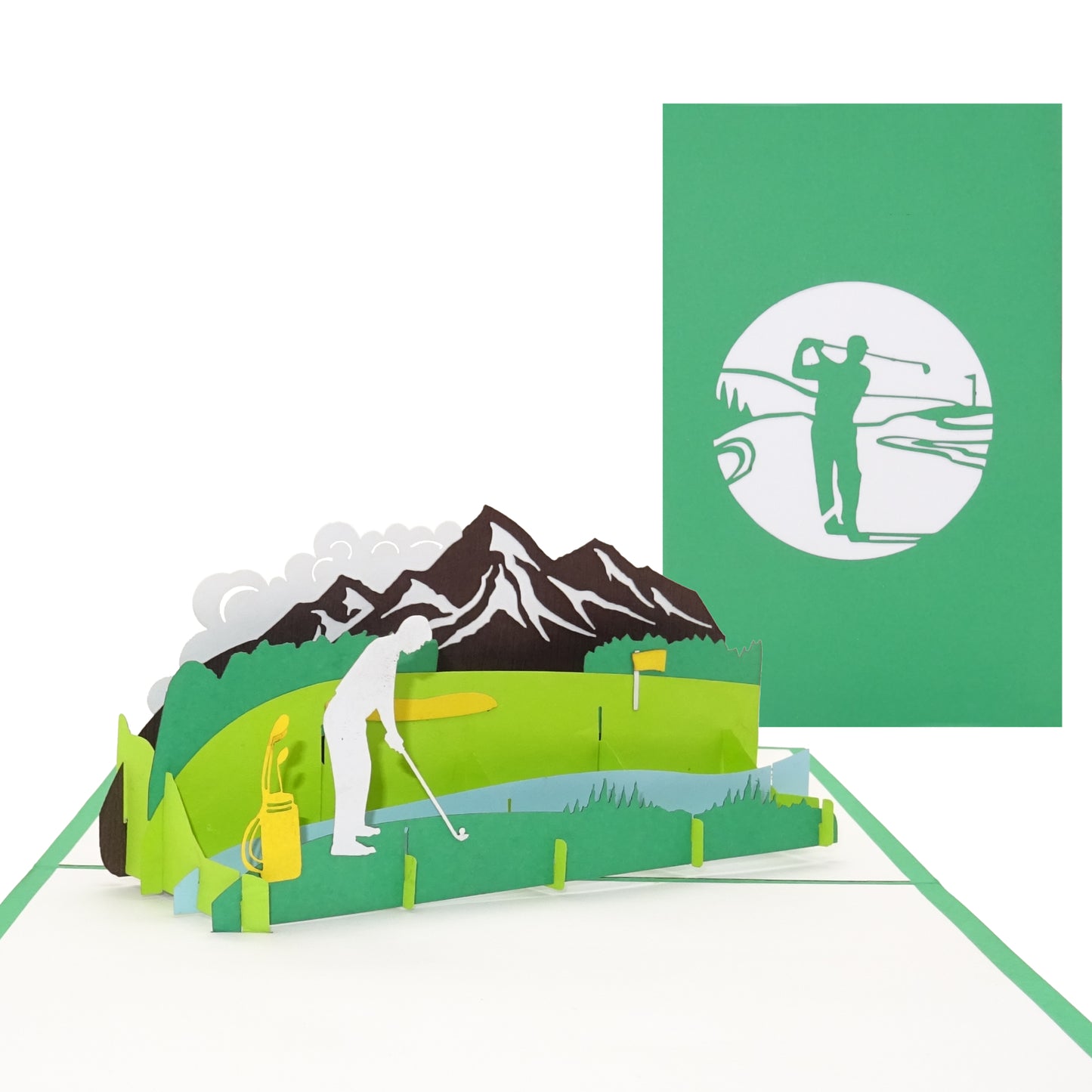 Pop Up Karte "Golf" 3D Geburtstagskarte Golfer, Einladung, Geschenkidee Ruhestand