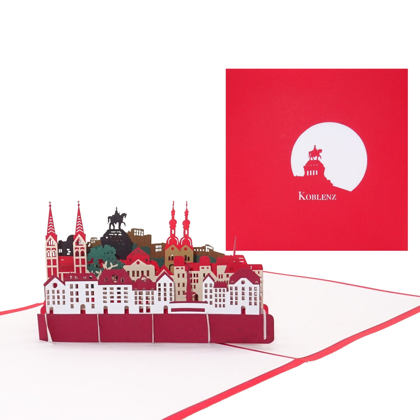 Pop Up Karte „Koblenz & Deutsches Eck“ Souvenir, Grußkarte & Einladung